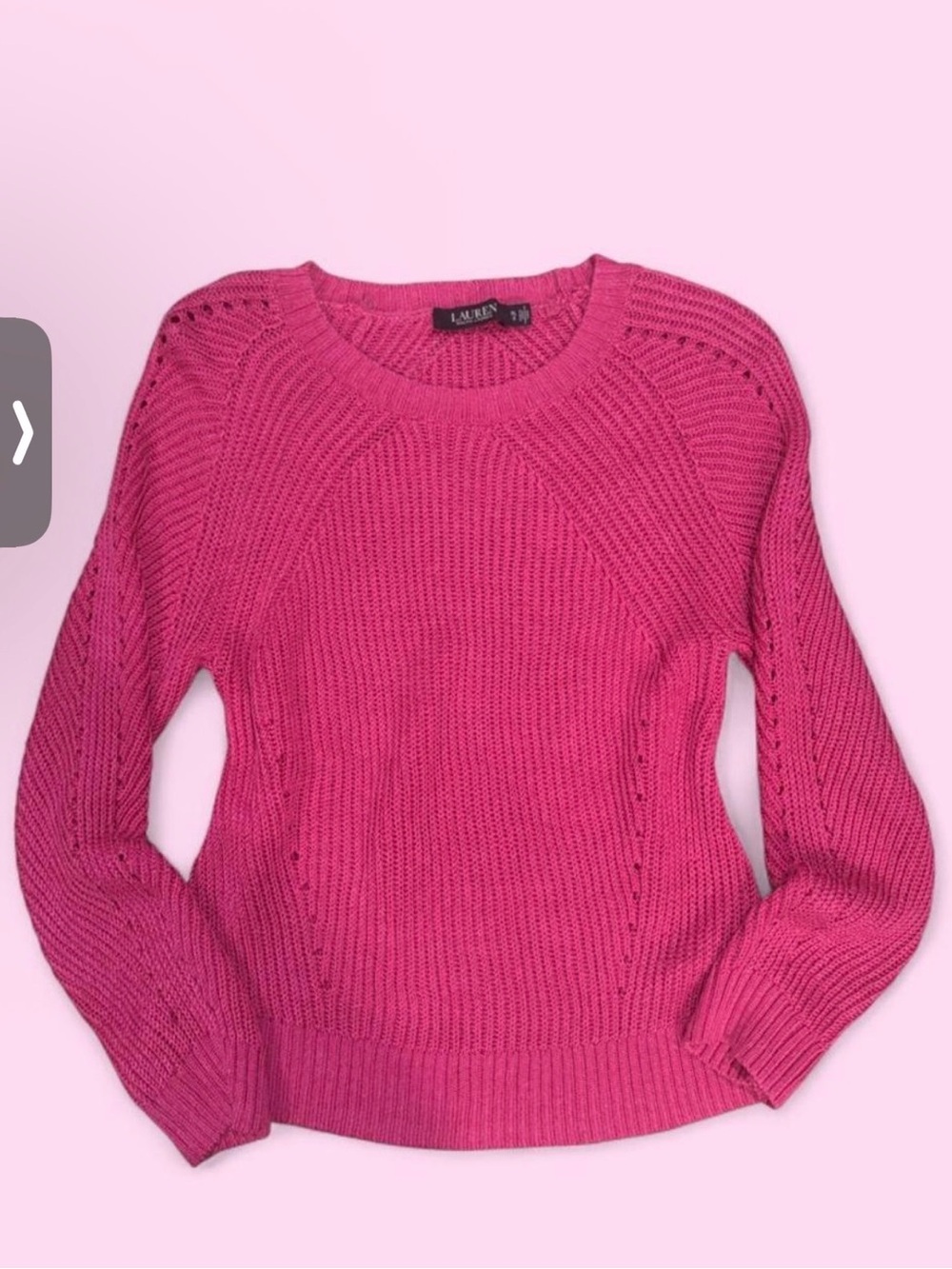 Ralph Lauren Hot Pink Crewneck Cable Sweater